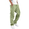 VaiKanhai Pantaloni termici da uomo per attività all'aria aperta, da caccia, da uomo, casual, in vita, colore sportivo, multi tessuto, corda solida, da uomo, pantaloni cargo in lino, Verde menta, XXL