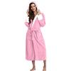 Generic Accappatoio da donna, leggero, lungo, morbido, con cappuccio, in cotone, a maniche lunghe, con cappuccio, leggero, in microfibra, morbido, Colore: rosa., L