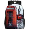VTCTOASY England UK - Zaino con stampa telefonica retrò Londra, 40,6 cm, leggero, impermeabile, zaino casual per donne e uomini, nero, taglia unica, Nero, taglia unica