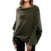 ORANDESIGNE Donna Maglia Manica Lunga Taglie Forti Maglione Maniche Ragazza Eleganti Maglia Pullover Natale Asimmetrico Camicetta Larga Maglietta A Army Green XL