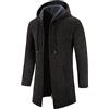 Duohropke Cardigan da uomo, lungo, con cappuccio, lavorato a maglia, felpa invernale, in pile, verde, XL