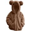 SRTUMEY Bambini Ragazzi Ragazze Teddy Pile Caldo Cappotto Giacca Carino Orso Orecchie Con Cappuccio Cappotto Inverno Caldo Fuzzy Giacca Bambini Antivento Pile Giacche, Marrone, 9-10 Years