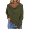 Okiwam Camicie da donna a maniche lunghe a pipistrello 2025 autunno vestiti alla moda con scollo a barca fuori dalle spalle top a maglia camicette a tunica allentate, Verde militare, X-Large