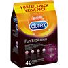 Durex Fun Explosion Mix di Preservativi Sottili, Con Rilievi e Nervature e Aromatizzati , 40 Profilattici, Esclusiva Online