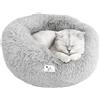 Ved Cuccia Calming Pet Cuscino a ciambella soffice per cani e gatti, morbida cuccia rotonda lavabile in peluche con fondo antiscivolo, grigio chiaro(50 x 50 x 20 cm (L x W x H))