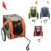 HUOLE Passeggino per Cani, Carrello Bici, Pneumatici 16, Cerchi in Acciaio, Copertura in Nylon, Riflettori, Bandierina con Asta 61cm, Base Antiscivolo (137 * 73 * 90 cm (Arancione))