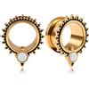 Vankula Dilatatori Lobo Double Flared tunnel dilatatore orecchie Opale in Acciaio inossidabile lobi piercing espansori Gioielli Uomo Donna 19mm(3/4) Oro