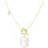 Bellitia Jewelry Collana STILE OT da Donna con Perle Coltivate Barocche d'Acqua Dolce, Collana Clavicola in Argento Sterling 925 Placcato in Oro 14k