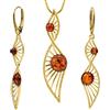 Copal Gioiello Set Con Ambra Collana Regolabile E Orecchini In Argento 925