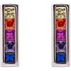 Remo Gammella Orecchini donna argento 925 barra e zirconi colorati. Orecchini bambina argento 925. Orecchini argento punto luce barretta piccola e zirconi colorati. Orecchini lobo argento 925 barretta
