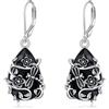 YFN Orecchini pendenti in tormalina nera, in argento Sterling, con chiusura a monachella, con cristalli, gioielli curativi, protezione spirituale, regali per donne, Normal, Argento sterling, Nessuna