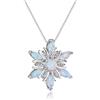 AXELUNA Collana in argento Sterling con opale artificiale bianco e zirconia cubica, gioiello natalizio da donna, regalo invernale, argento Sterling, zircone, Argento sterling, Zirconia