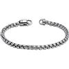 LeCalla Bracciale da uomo in argento Sterling 925 massiccio, fatto a mano italiano, con catena veneziana antica e intrecciato a coda di volpe, maglia rolò quadrata, bracciale da motociclista regalo