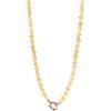 Purelei® Collana Sunny Charm - con quarzo rosa e giada di olivi - Acciaio inossidabile placcato oro 18K - Collana da donna regolabile 40-45 cm - Personalizzabile con charm - Stile Aloha, Länge: 40-45