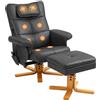HOMCOM Poltrona massaggiante con poggiapiedi poltrona relax poltrona lounge relax - schienale reclinabile a 135°, contenitore, poggiatesta e telecomando - rivestimento sintetico nero