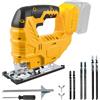 YWNYT Seghetto alternativo senza fili per Dewalt batteria 18V 20V, 800W 2700RPM Brushless Jigsaw Cut Off Tool, 45° smussato tagli, 4 azione orbitale, con lame seghetto per taglio dritto/curvo/circolare