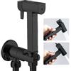 WRKMH Doccetta per Bidet Nero Spruzzatore per Bidet Ottone Idroscopino per WC, con Uno Dentro Uno Fuori Valvola ad Angolo, Spruzzatore a Doppia Funzione in Ottone, 1.2M Tubo Doccia