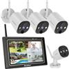 SecuFirst Kit Telecamere Videosorveglianza Esterno,con 7 Monitor Touchscreen NVR, 4X Videocamera Sorveglianza Esterno 2K,Funziona senza Wi-Fi, 64 GB di memoria, Espandibile a 2TB.