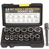 LSLANSOON Set di estrattori per dadi a percussione da 3/8, kit di rimozione dadi da 1/4-3/4, set di attrezzi a bussola elicoidale, con attacco esagonale da 1/4 a 3/8