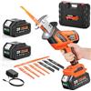 olmlmo Sega a Gattuccio batteria con 8 lame - 2 batterie da 4000 mAh, motore brushless, velocità variabile 0-3200 SPM, sostituzione lama senza attrezzi, sega alternativa potente per PVC, legno,fai da te