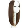 Generic Extension per capelli sintetici con clip, invisibili, a forma di U, extension corte e dritte, da donna, mezza parrucca (marrone)