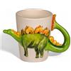 MIJOMA Set di tazze da dinosauro - 3D in dolomite, circa 300 ml, tazze per bambini con motivi dino, dipinte a mano, tazza in ceramica per ragazzi e ragazze (Stegosaurus)