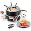 CUSIMAX Set fonduta elettrica con regolazione della potenza da 1200 W, per formaggio, cioccolato, olio e brodo, 2 l, pentola per fonduta elettrica antiaderente con 8 forchette, 6 tazze e manico