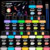 X ARTY HUB Vernice Fosforescente, 15 x 60 ml Colori Acrilici, Colori Fluorescenti per Raggi UV e luce Nera, Adatti per uso Interno/Esterno (con 2 pennelli)