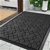 Yimobra Zerbino per esterni, lavabile, resistente alle intemperie, 92 x 61 cm, robusto e assorbe l'acqua, resistente allo sporco, con retro antiscivolo, in gomma, colore nero