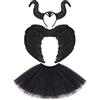 Odizli Costume da Angelo e Diavolo per Ragazza, 2-12 Anni, Strega Nera 3pcs, Halloween