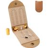 Gosknor Set da Gioco da Tavolo Cribbage, Mini Tavolo da Cribbage Pieghevole Portatile in PU a 2 Piste per i Viaggi con 4 Pioli in Metallo e 1 Scomparto Portaoggetti Ideale per la Famiglia e Gli Amici