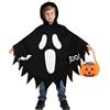 Superum Costume da fantasma per bambini con mantello luminoso, con mantello da fantasma nero con cappuccio e borsa a forma di zucca, maschera da fantasmar Boo Costumi da per per Halloween Cosplay 8-12 anni