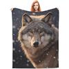 amepay Coperta con lupo, regalo per donne, uomini, ragazze, ragazzi, con lupi delle nevi, in flanella, per decorare la casa, divano, letto, divano, morbida, pelosa, leggera, per tutte le stagioni, 127
