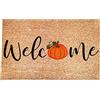 Generisch Tappeto per balcone, resistente alle intemperie, 2,60 cm, motivo Zucca, divertente e carino, zerbino con scritta in lingua tedesca Benvenuto