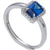 ORO&CO 925 Anello modello princess in argento con pietra verde e zirconi