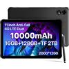 Rugged Tablet 11" 2K,16GB+128GB/TF 2TB Tablet Android,10000Mah Impermeabile Tabl