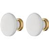 cyclingcolors 2x Pomello cassetto vintage porcellana ceramica Ø30 mm base ottone lucidato stile antico per mobile maniglia comò armadio casa con viti