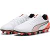 PUMA King Match FG/AG JR, Soccer Shoe, White-Glowing Red Black Silver, 35.5 EU