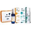Ibsa ialuset Sun + ialuset Family | Spray a base di acido ialuronico indicato per scottature solari + crema corpo idratante con acido ialuronico per tutti i tipi di pelle + pochette in omaggio