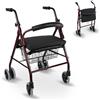 Mobiclinic, Deambulatore con cuscino in memory-foam, Prado plus freni a pressione, Alluminio, Pieghevole, Cesta, Seduta, Per, Girello anziani, Leggero, 4 ruote, Bordeaux