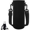 LAMXD Borsa per bottiglia d'acqua in neoprene con tracolla per bottiglia d'acqua per passeggiate quotidiane e altre attività all'aperto (750 ml, nero?8 cm 19 cm)