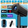 MENIOO Proettore 4K con WiFi 6 e Bluetooth 5.4, Videoproiettore Bluetooth Nativo 1080P,Proiettore Portatile Messa a Fuoco Automatica e Keystone, Mini Proiettore 4k Home Theater con Supporto HDMI/USB-Nero