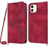 Netany Cover per iPhone 12 Mini con Cordino, Flip Portafoglio Custodia in Pelle, [2 Porta Carte][Chiusura Magnetica],Custodia Libro Antiurto Cover con Laccio per iPhone 12 Mini (5,4 Pollici) (Rosso)
