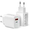 sccvee [2 pezzi] Caricatore USB C, 20W 2 porte alimentatore di rete compatibile con 11/12/13/SE/14/15/16 Pro Max, USB A+C PD3.0 caricabatterie rapido spina di ricarica tipo C (senza cavo di ricarica