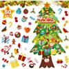 FIFlying Albero di Natale in feltro bambini DIY, 140 * 69cm con luci a 5M LED e 60 Ornamenti, da Parete, Porte, finestra, Camera dei bambini, soggiorno, Ufficio, Aula
