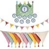 Alaoo Bandierine Colorate, con Birthday Crown for Kids, Multicolore