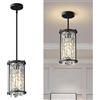 ZPBSJ Lampadario Moderno Cristallo, Lampadario di Cristallo di Lusso Nero Vintage Metallo Gabbia Pendente Per Camera da letto, Sala da pranzo, Soggiorno, Bar (Rotondo 1-Confezione)