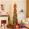 Alupssuc 180 cm Albero Di Natale Pop Up con Luci Incorporate, Christmas Tree Gia Pronto con 100 Luci Bianche Calde e Multicolori, Albero Di Natale Pieghevole con Palle di Natale, Fiocchi e Floreali