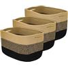 HMF - Cesto portaoggetti con maniglie nascoste, set di 3, cesto in cotone, dimensioni: 37,5 x 25 x 22,5 cm, colore: nero miele