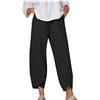 Generic Pantaloni Capri Estivi Casual in Cotone e Lino, Pantaloni Capri con Elastico in Vita e Gamba Larga, Pantaloni Larghi Comodi a Vita Alta con Tasche (Black,4XL)